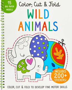 Color, Cut, and Fold: Wild Animals : (Lions, Tigers, Elephants, Art books for kids 4 - 8, Boys and Girls Coloring, Creativity and Fine Motor Skills, Kids Origami)