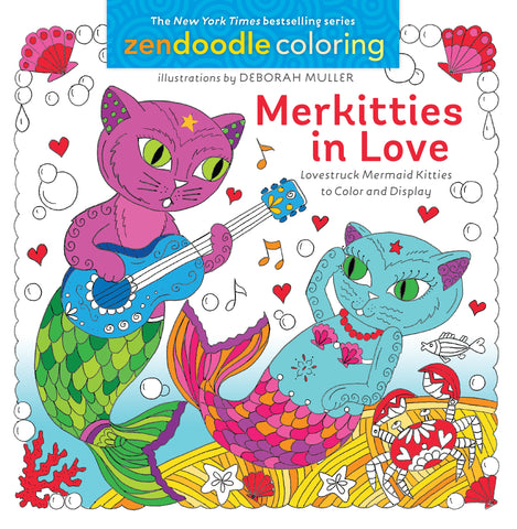 Zendoodle Coloring: Merkitties in Love : Lovestruck Mermaid Kitties to Color and Display